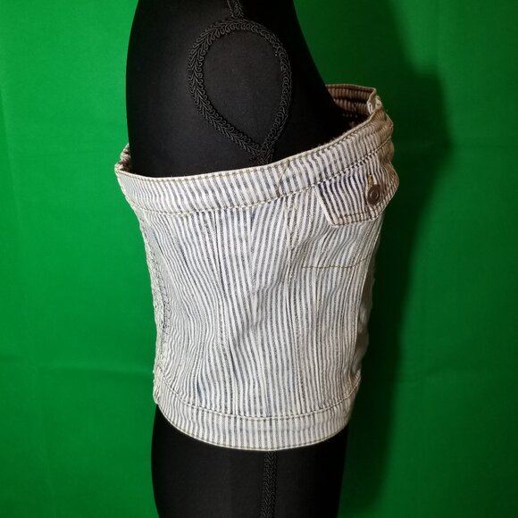 New Love Denim Stipe Tube Top Women Large Western Rodeo Cowgirl Stagecoach NWT - Picture 4 of 8